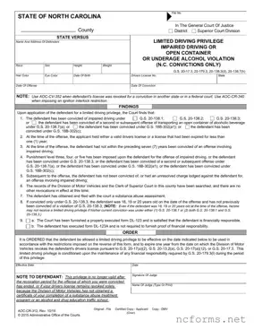 Fillable Driving Privileges Letter North Carolina Template
